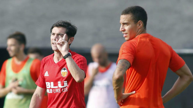 Marcelino y Rodrigo durante un entrenamiento.