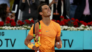 Rafa Nadal celebra su victoria ante Diego Schwartzman.