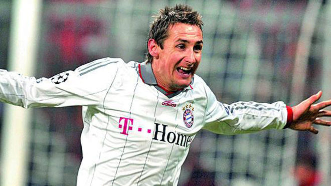 Klose celebra un gol con el Bayern en 2010.