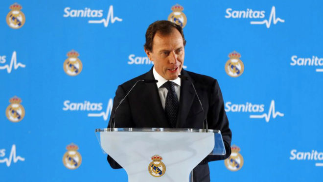 Emilio Butragueo, durante un acto del Real Madrid /