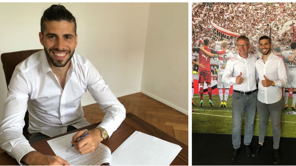 Emiliano Insua firma su nuevo contrato.