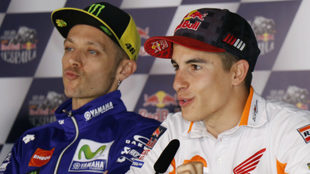 Mrquez y Valentino Rossi en rueda de prensa del GP Francia MotoGP