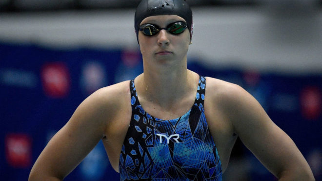 Katie Ledecky, antes de nadar los 400 m libre en Indianapolis