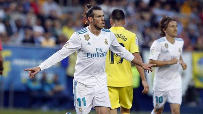 Gareth Bale celebra su gol al Villarreal.