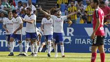 Papunashvili celebra uno de sus tres goles al Albacete