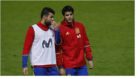 Diego Costa y Morata, durante un entrenamiento de la seleccin