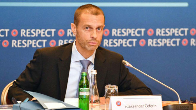 Aleksander Ceferin, en la reunin de UEFA.