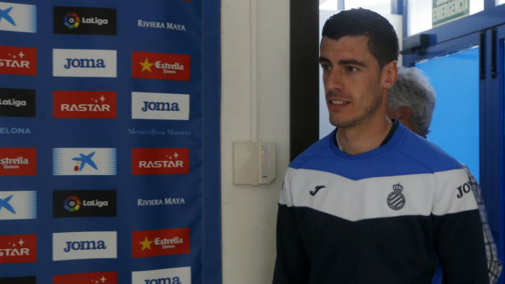 Jairo, en la sala de prensa del Espanyol