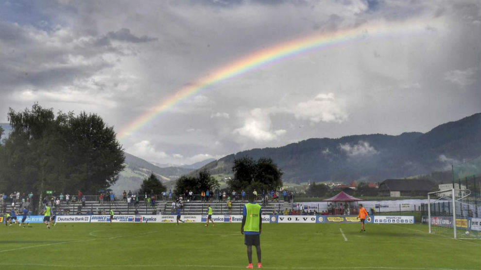 Entrenamiento del Inter en Brunico, durante el verano de 2017.
