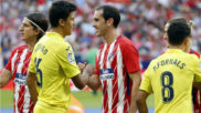Rodri y Godn se saludan antes del Atltico-Villarreal disputado...
