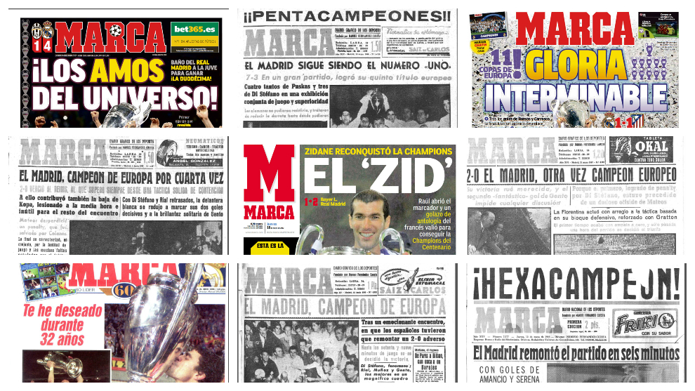 Trece Champions del Real Madrid y trece portadas de MARCA