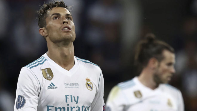 Cristiano Ronaldo reacts during the Champions League final