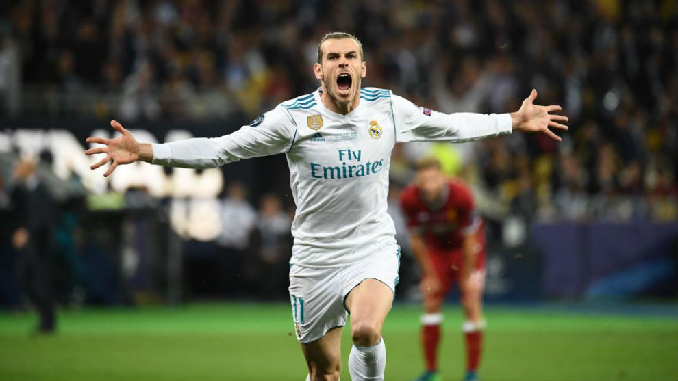 Bale celebra uno de sus goles logrados en la final de Kiev.