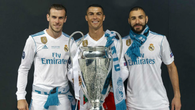 Gareth Bale, Cristiano Ronaldo and Karim Benzema /