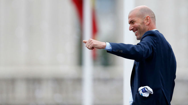 Zidane, durante las celebraciones por la 13 Copa de Europa