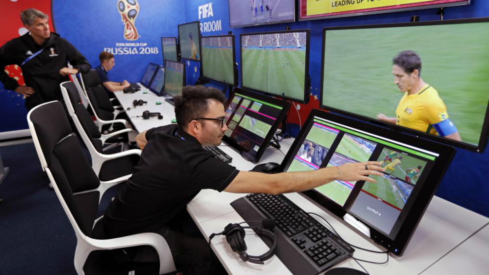 A view of the video assistant referee (VAR).