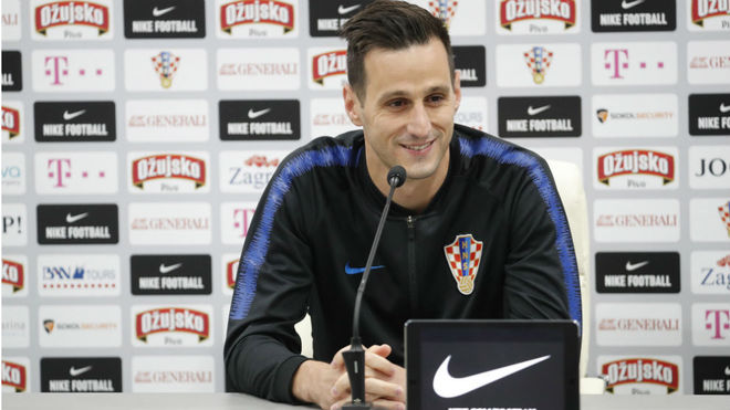 Nikola Kalinic, en una rueda de prensa con Croacia.