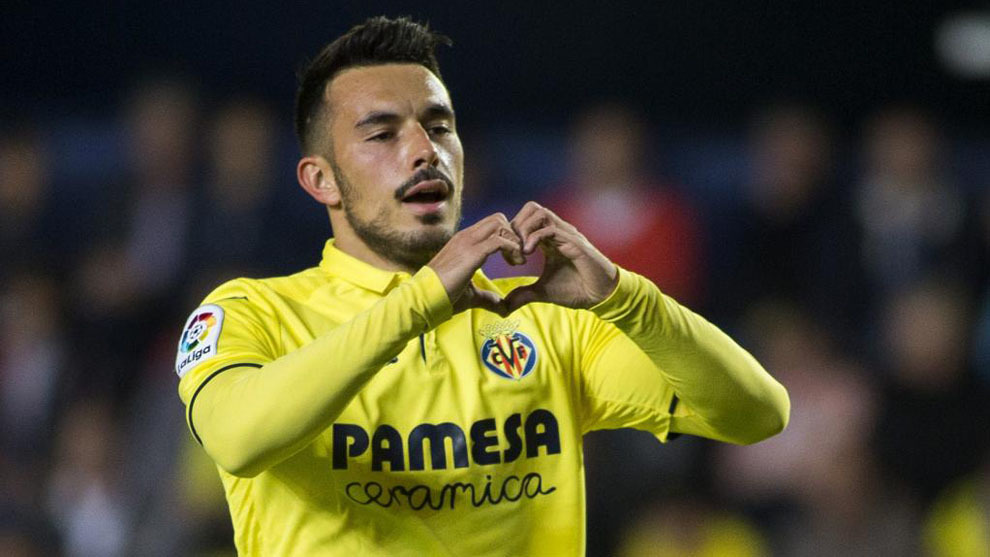 Sansone celebra un gol con el Villarreal