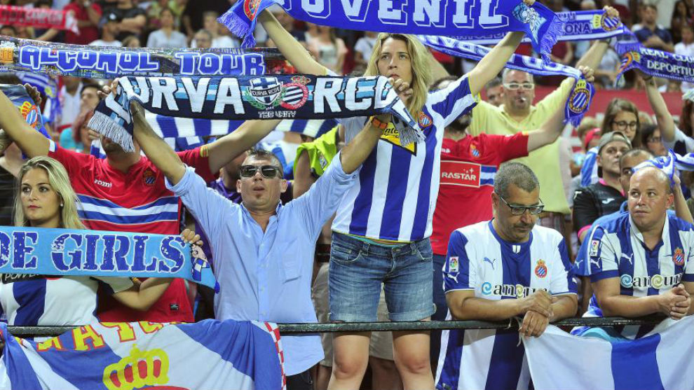 Aficionados del Espanyol durante un encuentro