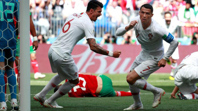 Cristiano Ronaldo, tras marcar ante Marruecos.