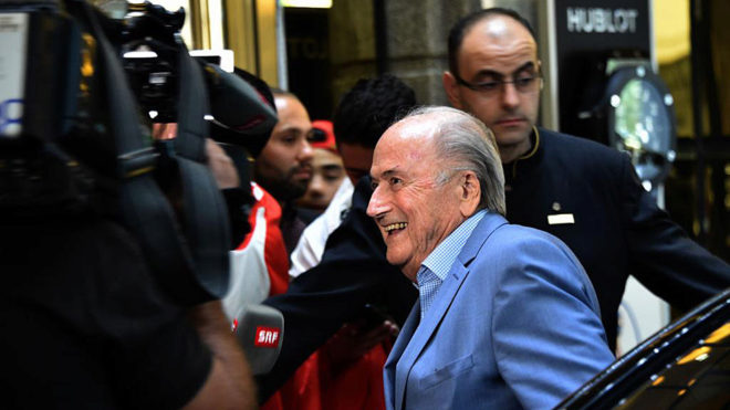Former FIFA President Sepp Blatter arrives to the hotel St Regis in...