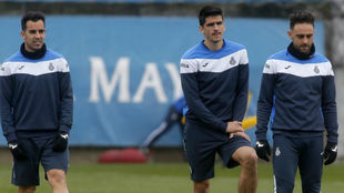 Jurado, Gerard Moreno y Sergio Garca, durante un entrenamiento.