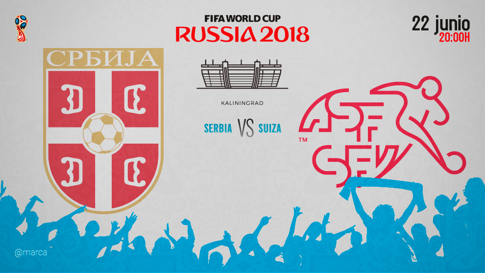Partido entre Serbia y Suiza el viernes 22 a las 20:00.