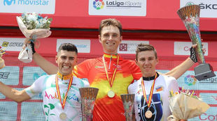 El podio del Campeonato de Espaa Sub 23: Elosegui, Urbano y Pons.