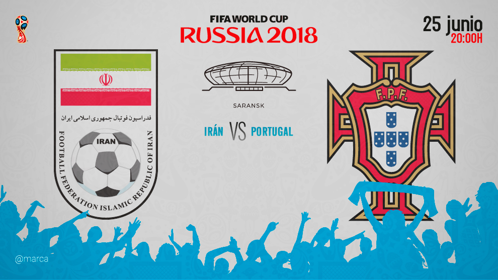 Partido entre Portugal e Irn, el lunes 25 de junio a las 20:00