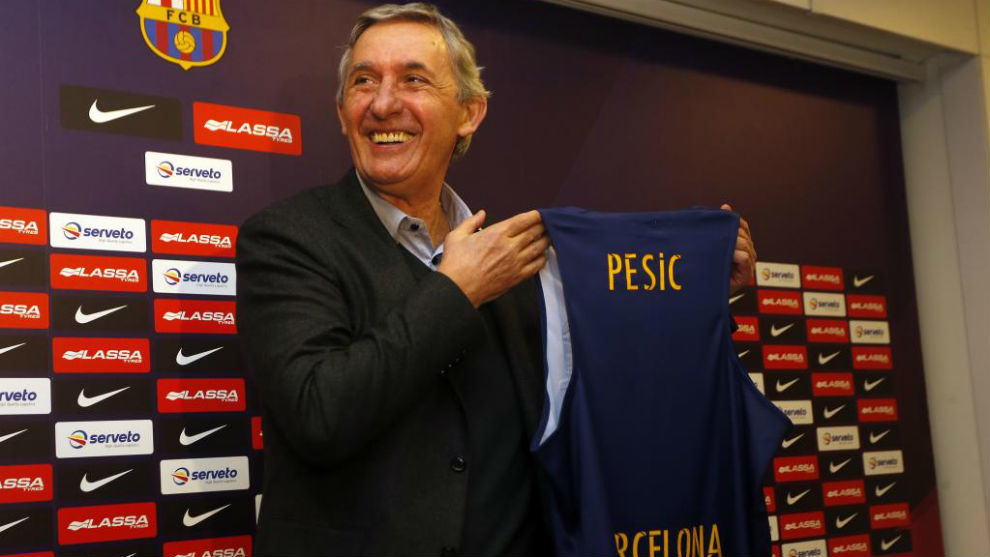 Svetislav Pesic en su presentacin como entrenador del FC Barcelona