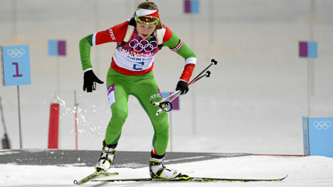 Daria Domracheva, en los Juegos de Sochi.