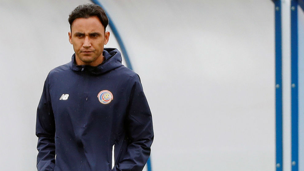 Keylor Navas, en un entrenamiento de Costa Rica durante el Mundial.