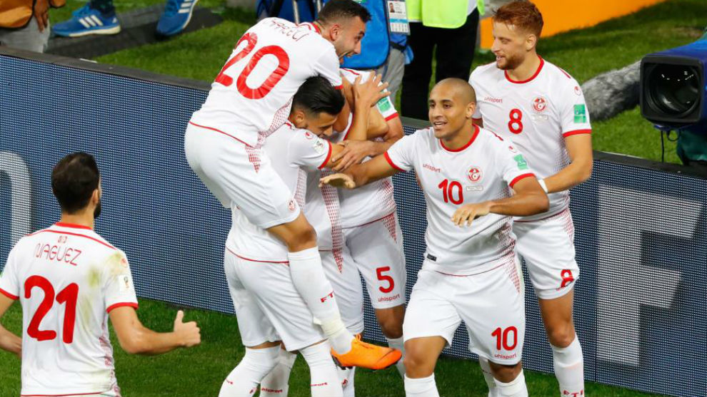 Túnez festeja el gol de la victoria