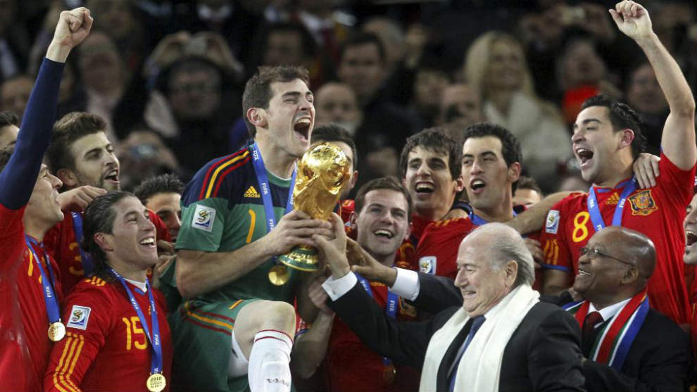 Spain won the World Cup in South Africa in 2010