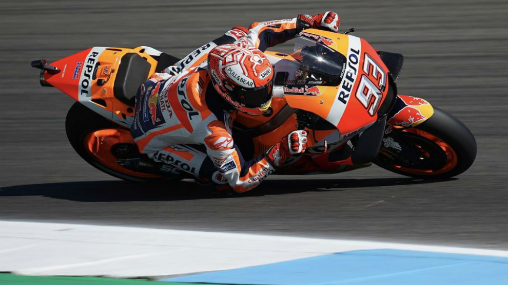 Marc Marquez takes first MotoGP pole in Assen