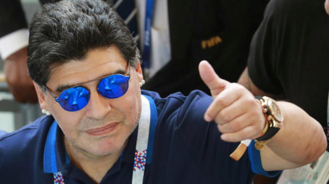 Diego Armando Maradona a la finalizacin del Argentina-Francia.