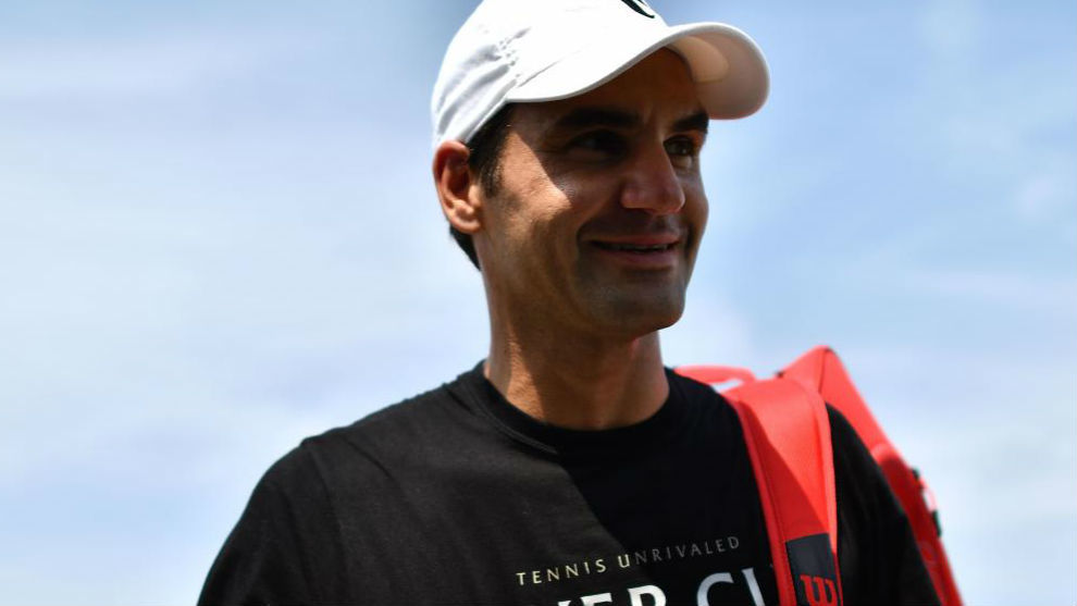 Federer, en un entrenamiento