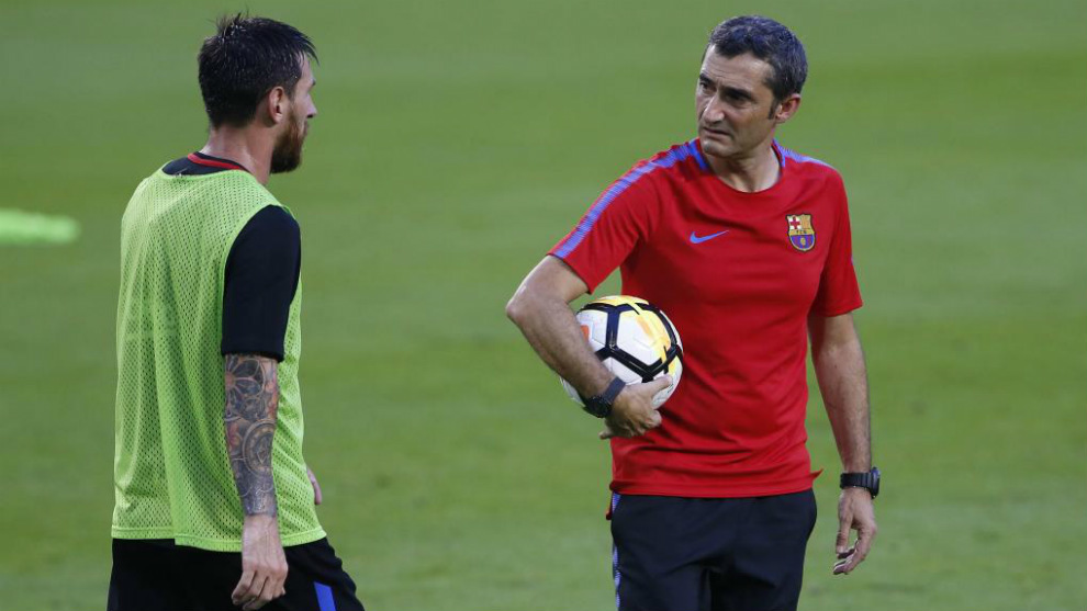 Messi y Valverde, en la ltima gira americana del Barcelona.