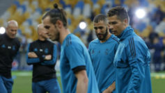 Bale, Cristiano y Benzema, en la sesin previa a la final de...