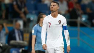 Cristiano Ronaldo durante el partido Portugal-Uruguay. / AFP
