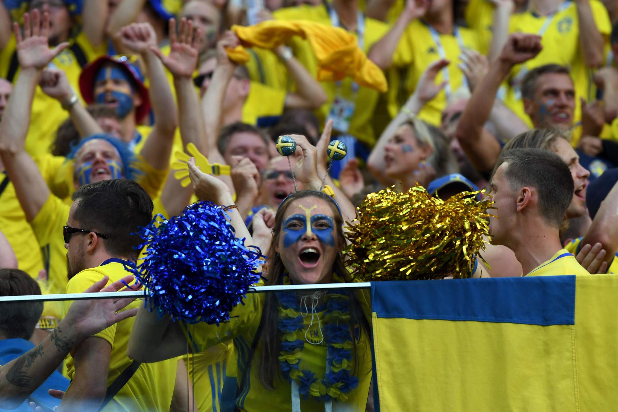 Sweden Fans FIFA World Cup 2018: Colourful Sweden fans celebrate their team's ...