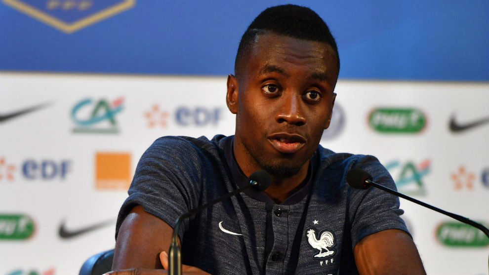 France&apos;s midfielder Blaise Matuidi attends a press conference.