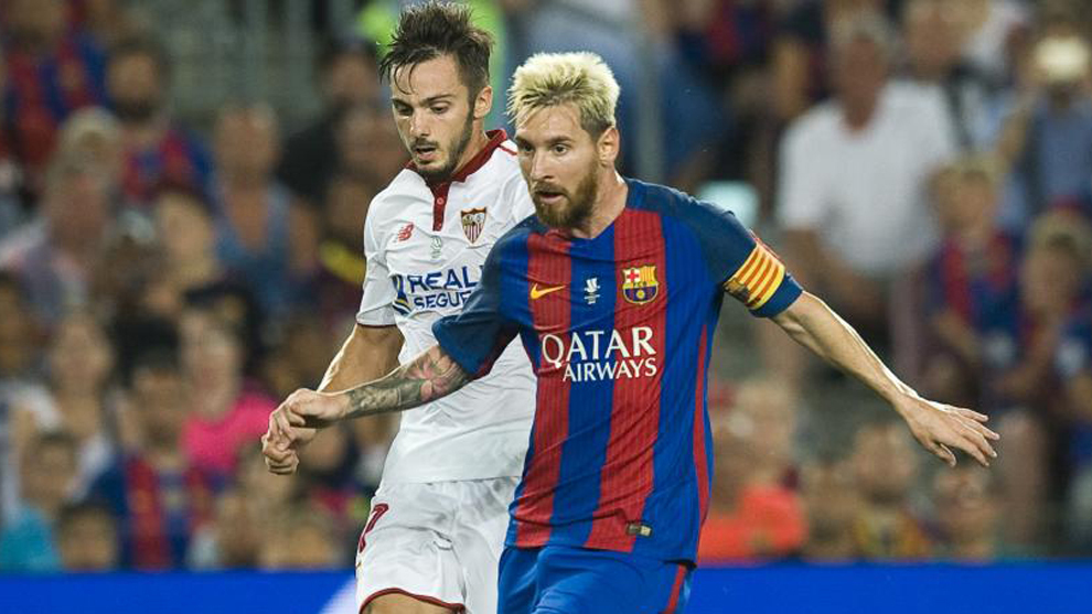 Messi y Sarabia, en una acción de la Supercopa de España de hace dos...