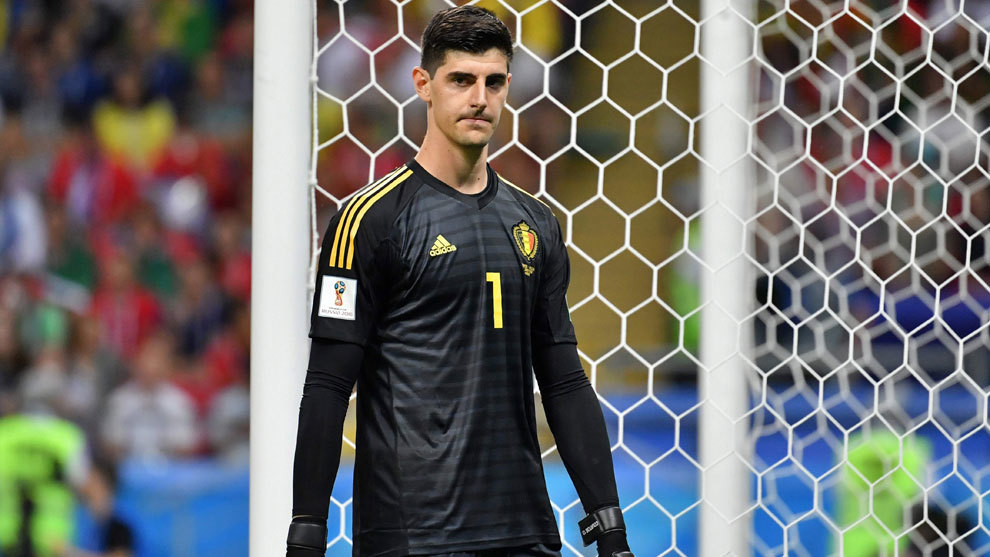 Belgium&apos;s goalkeeper Thibaut Courtois is seen during the match between...