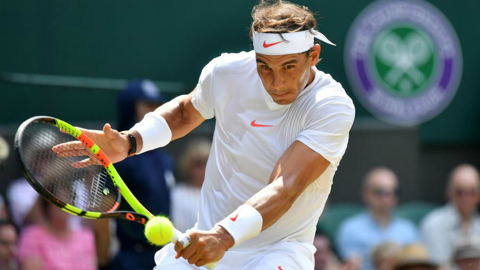 Rafael Nadal, durante su encuentro de tercera ronda en Wimbledon