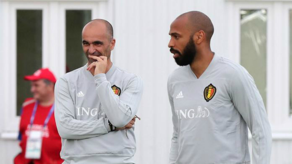 Roberto Martinez and his French assistant Thierry Henry.