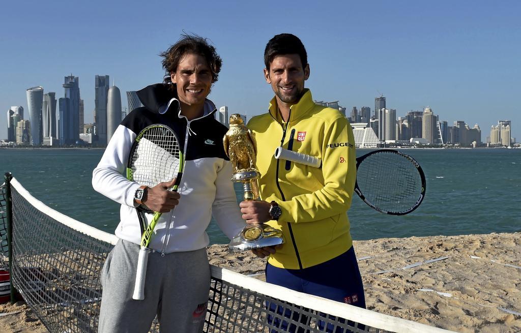 Nadal y Djokovic, en una promocin del torneo de Doha en enero de...