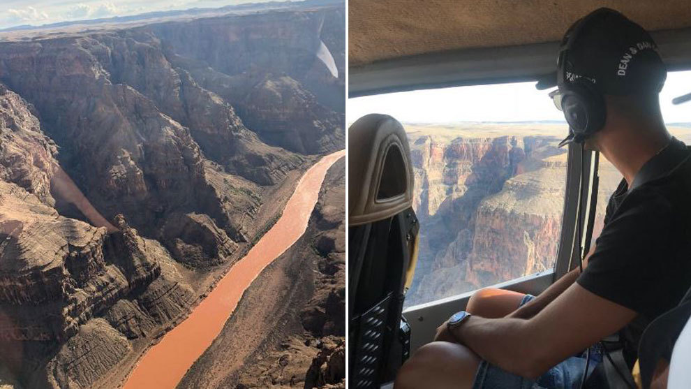 Marco Asensio disfruta de las vistas desde un helicÃ³ptero durante su viaje por Estados Unidos