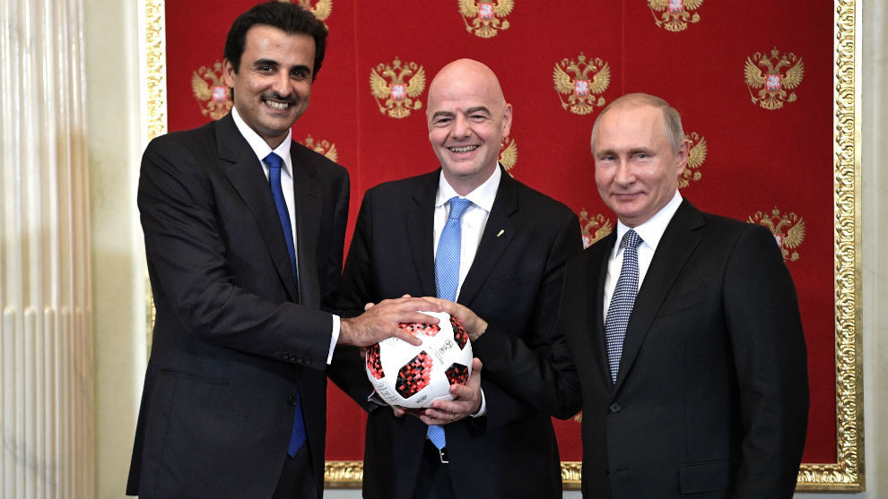 &apos;Sheikh&apos; Tamim bin Hamad Al Thani, emir de Qatar, junto al presidente...