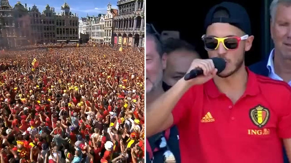 Hazard 'se viste' de Reina en la celebración de Bélgica a lo Tomorrowland: "¿Dónde está la fiesta?"